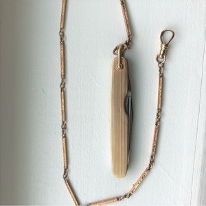 Vtg 14k pocket knife with 14k chain